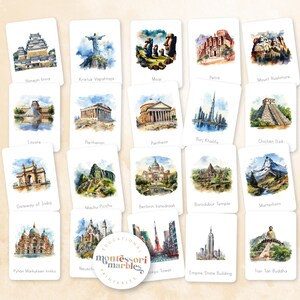 Landmarks Flash Cards in Finnish | Montessori World Geography Learning ...