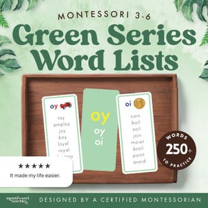 MONTESSORI GREEN SERIES Phonogram Word Lists | Emerging Readers | Montessori Language Activities