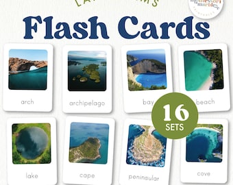 Landforms Flash Cards: Montessori Geography (Digital Download)