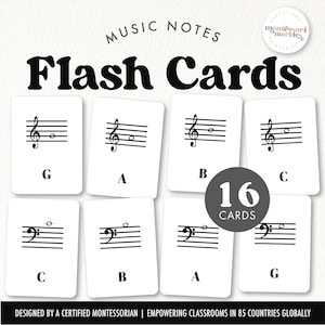 NOTAS MUSICALES Tarjetas didácticas / Recursos de aprendizaje inspirados en Montessori / Música Montessori para campanas Montessori / Musicalidad