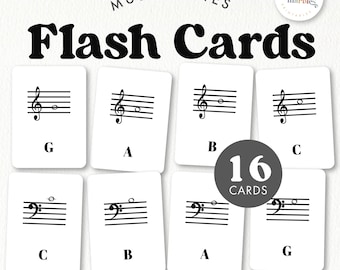 Notes de musique Flash Cards | Culture Montessori | Éducation musicale Apprentissage de l'élémentaire 5-12 ans | PDF imprimable