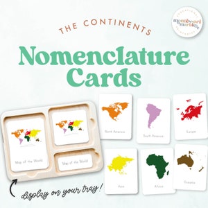 SIEBEN KONTINENTE Nomenklatur Karten Montessori Lernressourcen für PreK Vorschule Kindergarten Homeschool Klassenzimmer für Kinder Geographie
