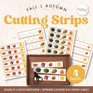 Fall Autumn Cutting Strips Ages 2-5 | Scissors Practice Activities 4 Pages | Fine Motor Skills Development
