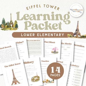 Trousse d'apprentissage TOUR EIFFEL | Amusant à imprimer pour en savoir plus sur les sites d'intérêt populaires | Premier cycle du primaire Montessori | 3e année