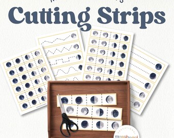 Moon Phases Cutting Strips: Montessori Scissor Skills (Printable)