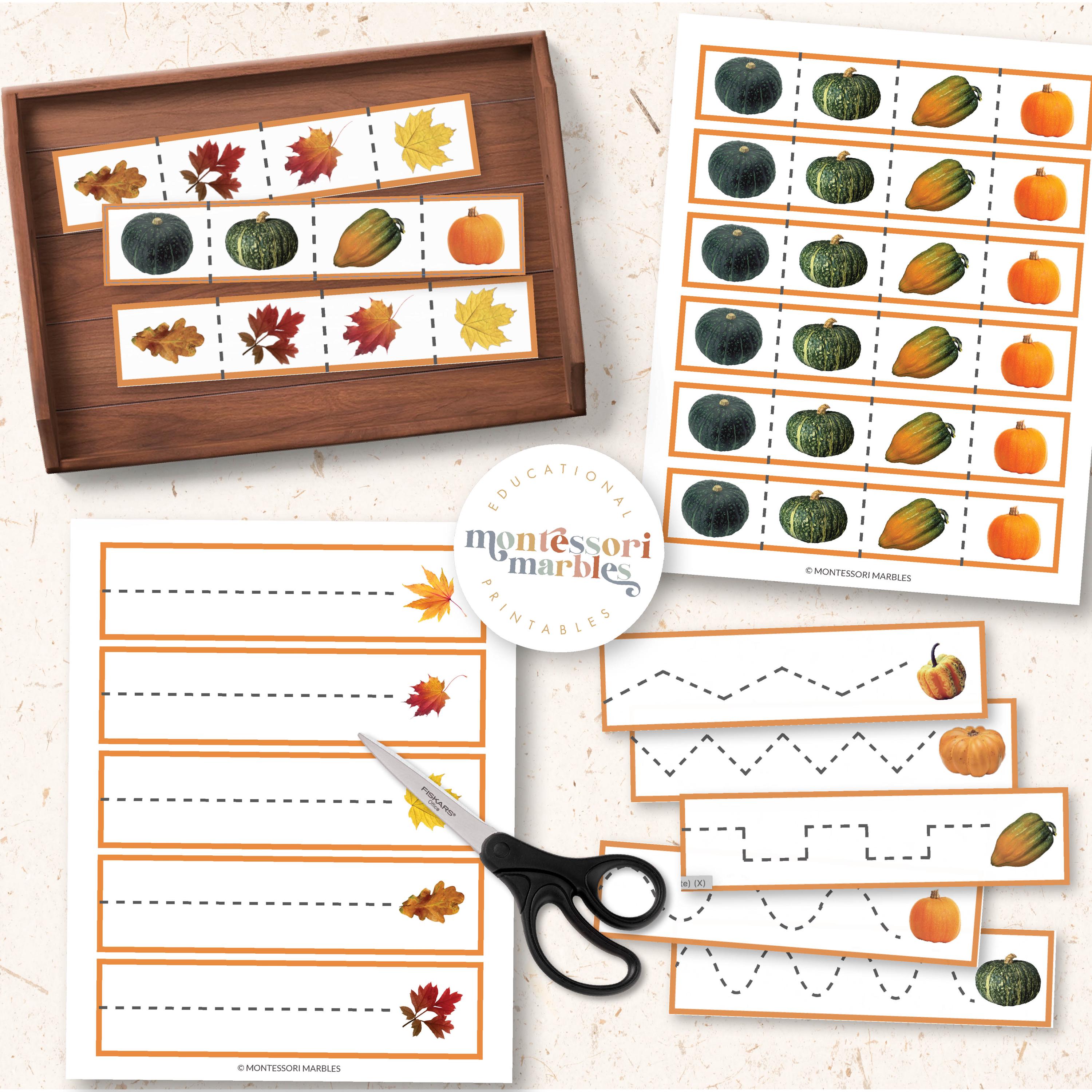 Fall Cutting Strips Ages 2-5 | Scissors Practice Activities 4 Pages ...