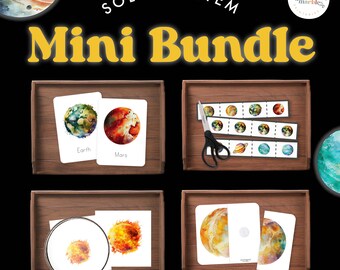 Solar System Mini Bundle | 4 Space Activities Flash Cards Puzzles | Ages 3-8 | Planets Printable PDF