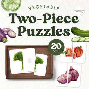 VEGETABLE Two-Piece Puzzles |  Montessori Inspired Toddler Activity | Matching Game for Visual Skills