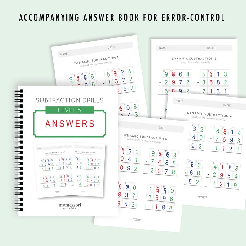 Subtraction Worksheets Grade 4-6 | Math Drills Ages 9-12 | Advanced Four-Digit Mastery PDF | Montessori Printable image 7