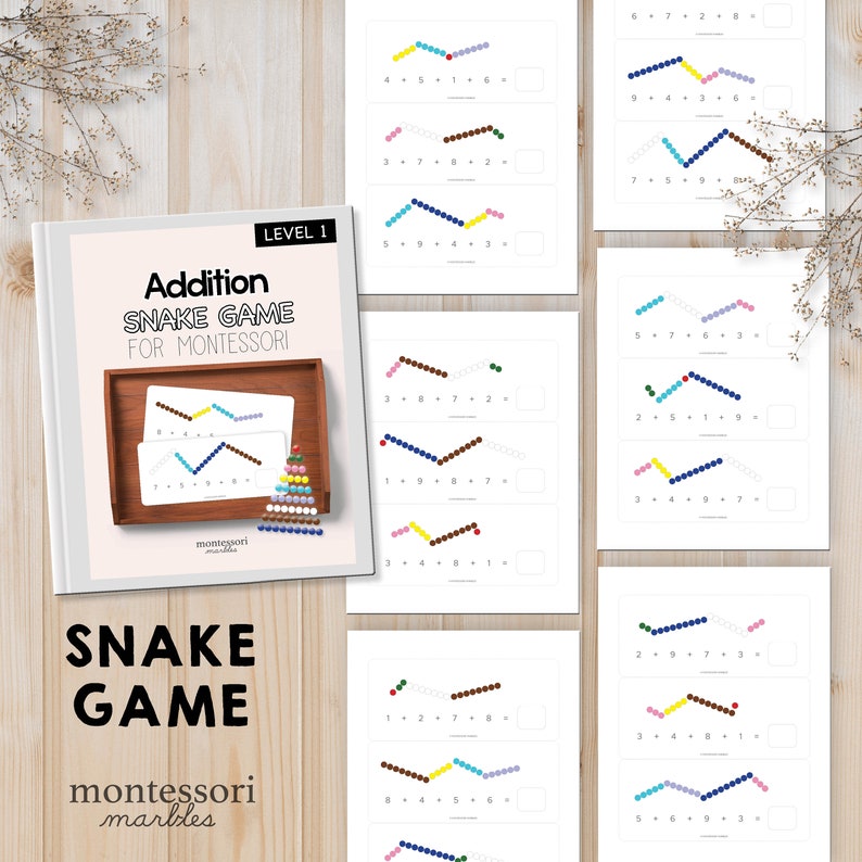 SNAKE GAME Addition Workbook Montessori Inspired Math Etsy