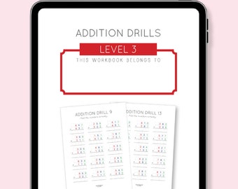 LEVEL 3 Montessori Math, Addition Drills Level 3, Three Digit Addition, Static addition, Math Workbook, Answers Included, 2nd & 3rd grade