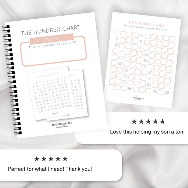 THE HUNDRED CHART | Montessori Math Workbook | Count 1 to 100 | Montessori Math at home | Homeschool Learning Materials for Kindergarten