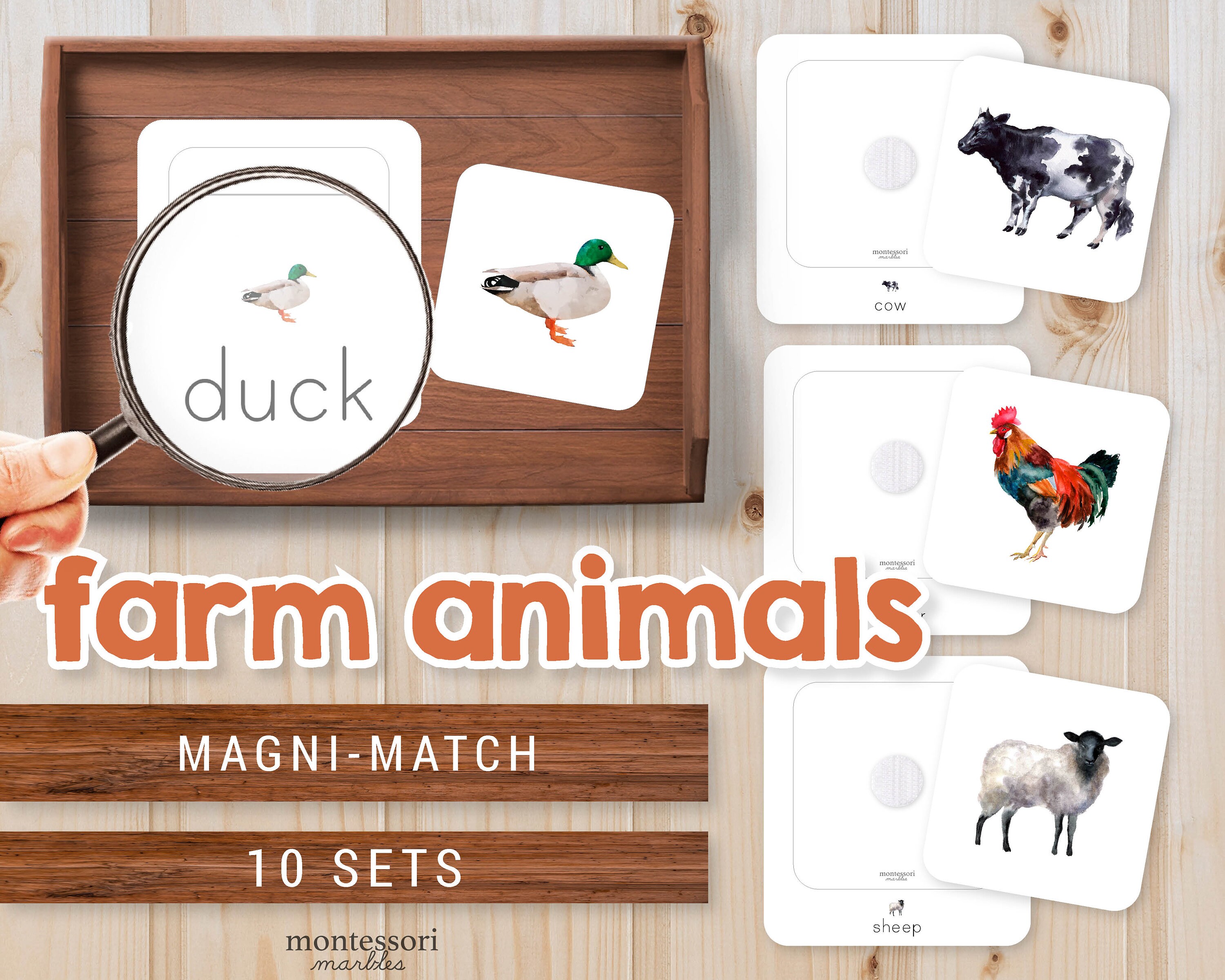 FARM ANIMALS Magnifying Matching Game Montessori at Home - Etsy