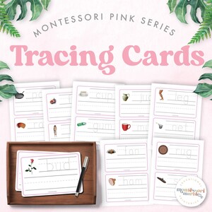 Montessori Pink Series, Tracing Flash Cards for Toddlers, PreK, Preschool, Kindergarten Printable Activity Worksheet Homeschool or Classroom