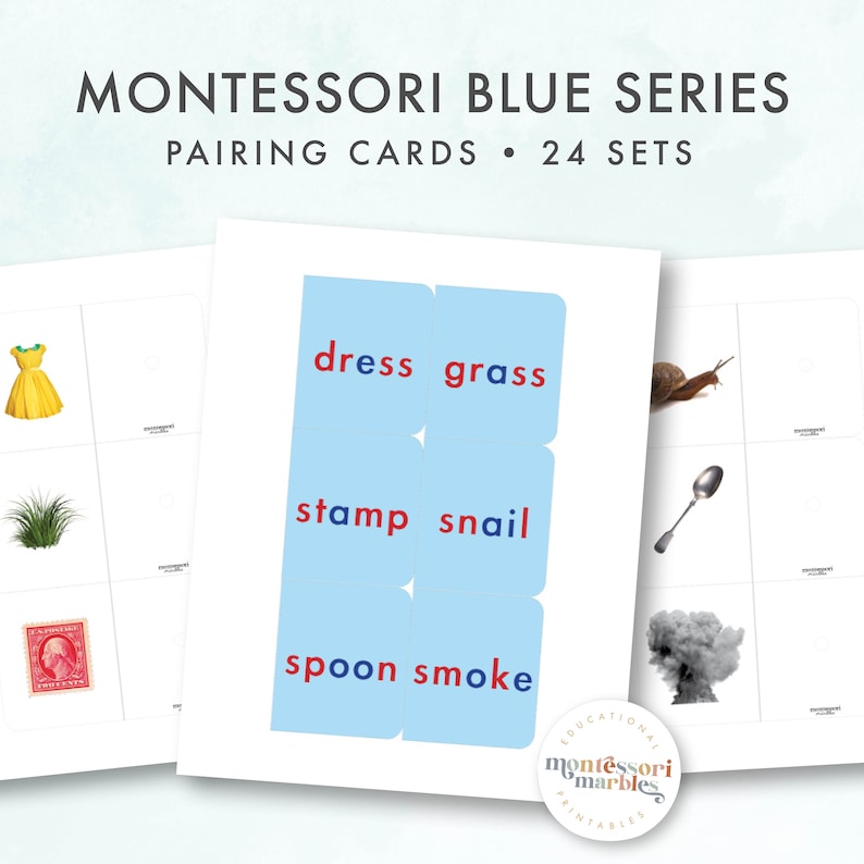 Blue Series Pairing Cards | Montessori Language | Early Literacy ...