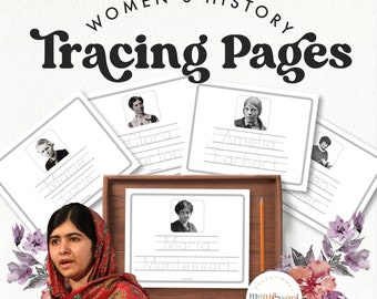 WOMENS HISTORY MONTH Tracing Activity | Preschool and Kindergarten Printable, Handwriting Practice Workbook for Kids