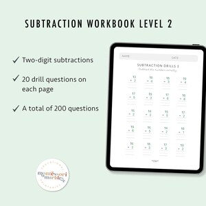 Subtraction Worksheets Grade 1-2 | Math Drills Ages 6-8 | Two Digit Regrouping Practice PDF | Montessori Printable image 3
