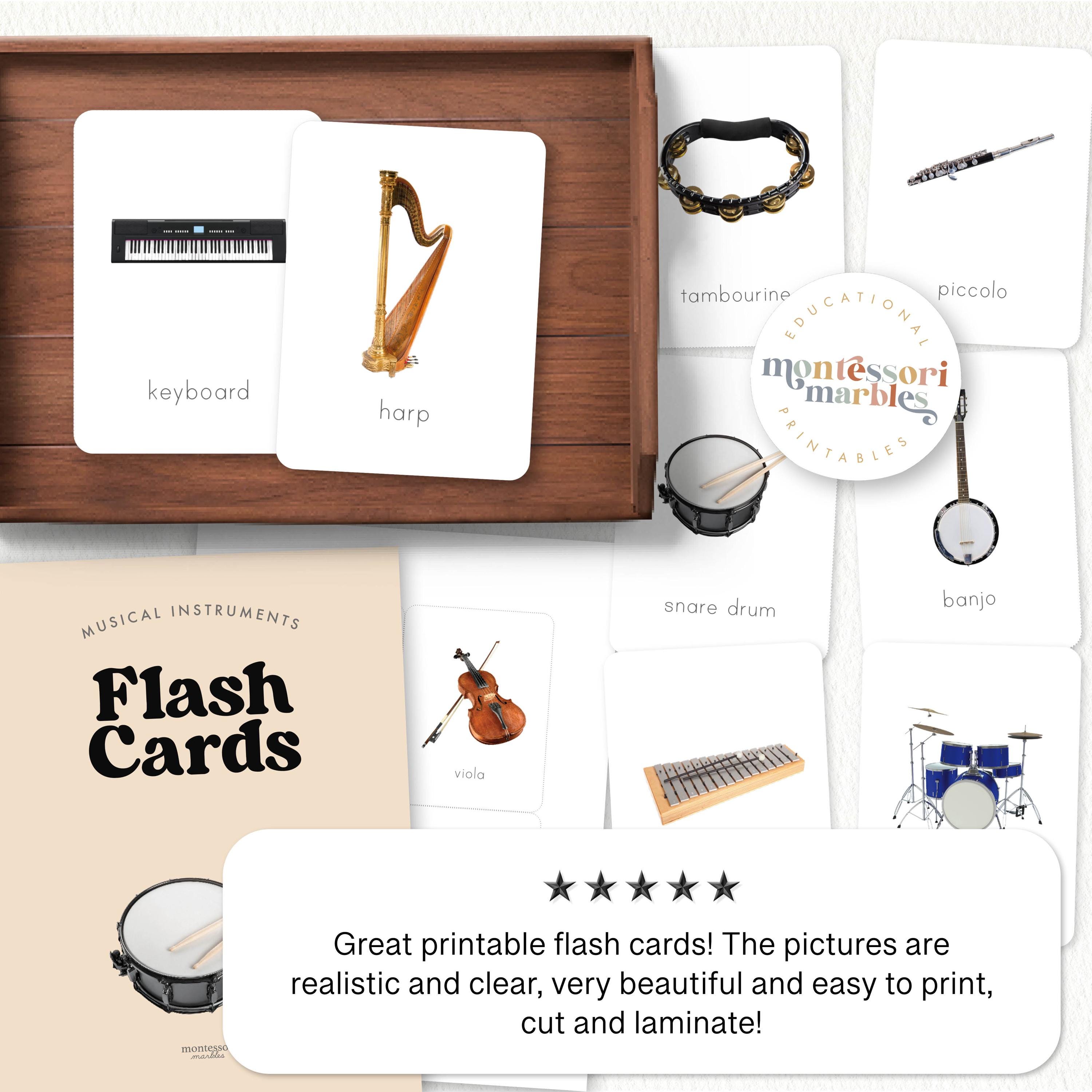 Musical Instrument Flash Cards | Montessori Cultural | Music Education ...
