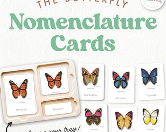 BUTTERFLY Montessori Nomenclature Cards | Types of Butterflies | Spring Activity, Butterfly Unit | Montessori Nature Inspired Activity