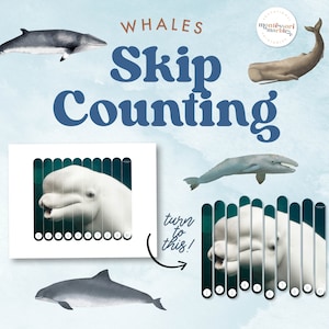 WHALES Skip Counting by 2s, 3s, 5s and 10s, Early Math, Math Puzzles, Puzzles for Kids, Kindergarten Math, Montessori Inspired Activities