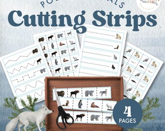 POLAR & ARKTISCHE TIERE Schneidestreifen | Wintermotiv für Januar | Schere und Feinmotorik | Montessori inspirierte echte Fotos