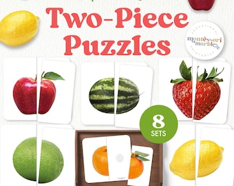 Fruits Two-Piece Puzzles | Montessori Toddler Matching Game | Visual Learning Printable