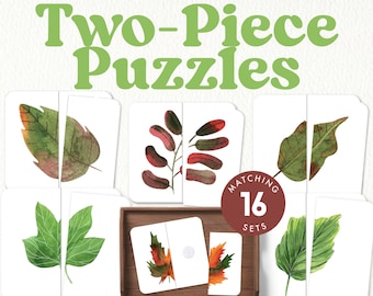 Leaves Two-Piece Puzzles | Montessori Toddler Matching Activity | Nature Learning Printable