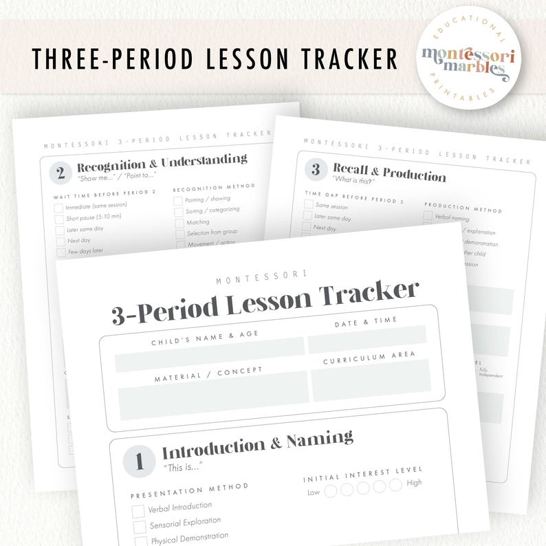 Montessori 3-period Lesson Tracker | Documentation Templates + User ...