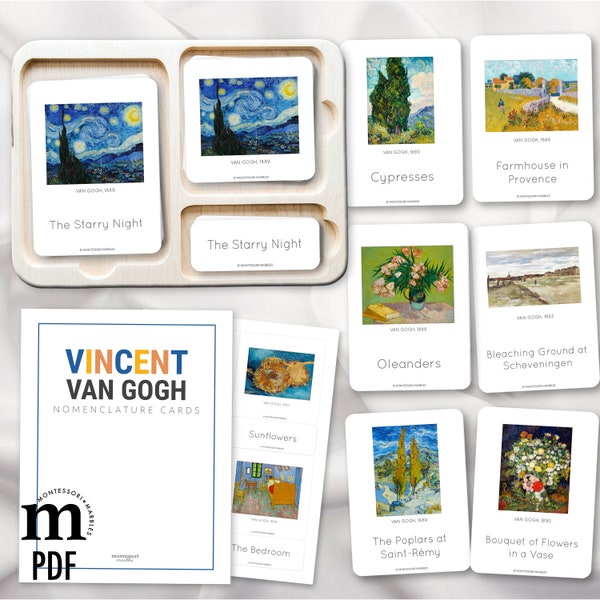 VINCENT VAN GOGH Montessori-Nomenklaturkarten, Kunstgeschichte im Vorschulalter, berühmte Künstler, Van-Gogh-Aktivität