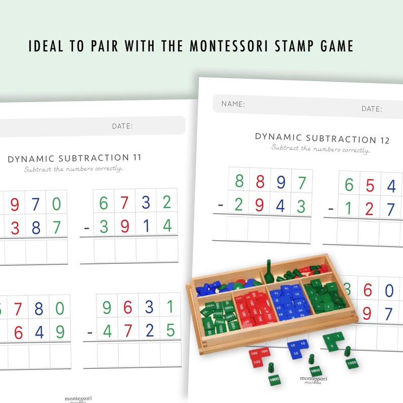 Subtraction Worksheets Grade 4-6 | Math Drills Ages 9-12 | Advanced Four-Digit Mastery PDF | Montessori Printable image 6