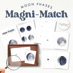 MOON PHASES Magni-Match | Magnifying Matching Game |  Montessori at Home | Using magnifying glass | Phases of The Moon for Preschool