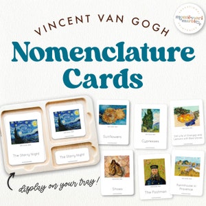 Tarjetas de nomenclatura Montessori de Vincent van Gogh, Historia del arte preescolar, Artistas famosos, Actividad de Van Gogh