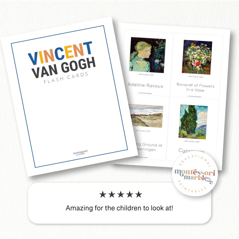 Vincent Van Gogh Flash Cards PDF | 38 Famous Paintings Ages 3-8 ...