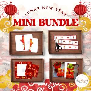 Mini paquete de AÑO NUEVO LUNAR para niños en edad preescolar y jardín de infantes de 2 a 4 años / Tiras para cortar / Combinación de imágenes / Año Nuevo chino