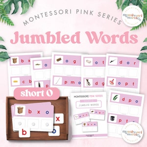 Montessori Pink Series Jumbled Word Cards for Short O, Activity for PreK Preschool Kindergarten Toddler, Homeschool Printable