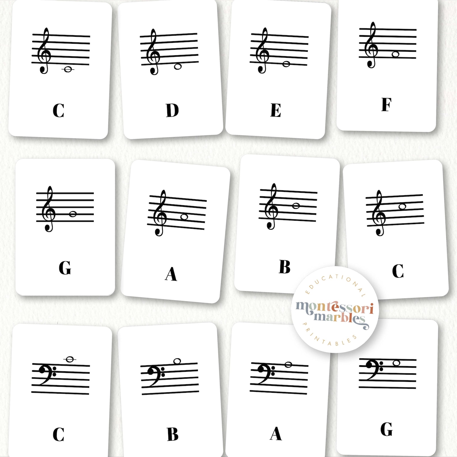 Music Notes Flash Cards | Montessori Cultural | Music Education ...
