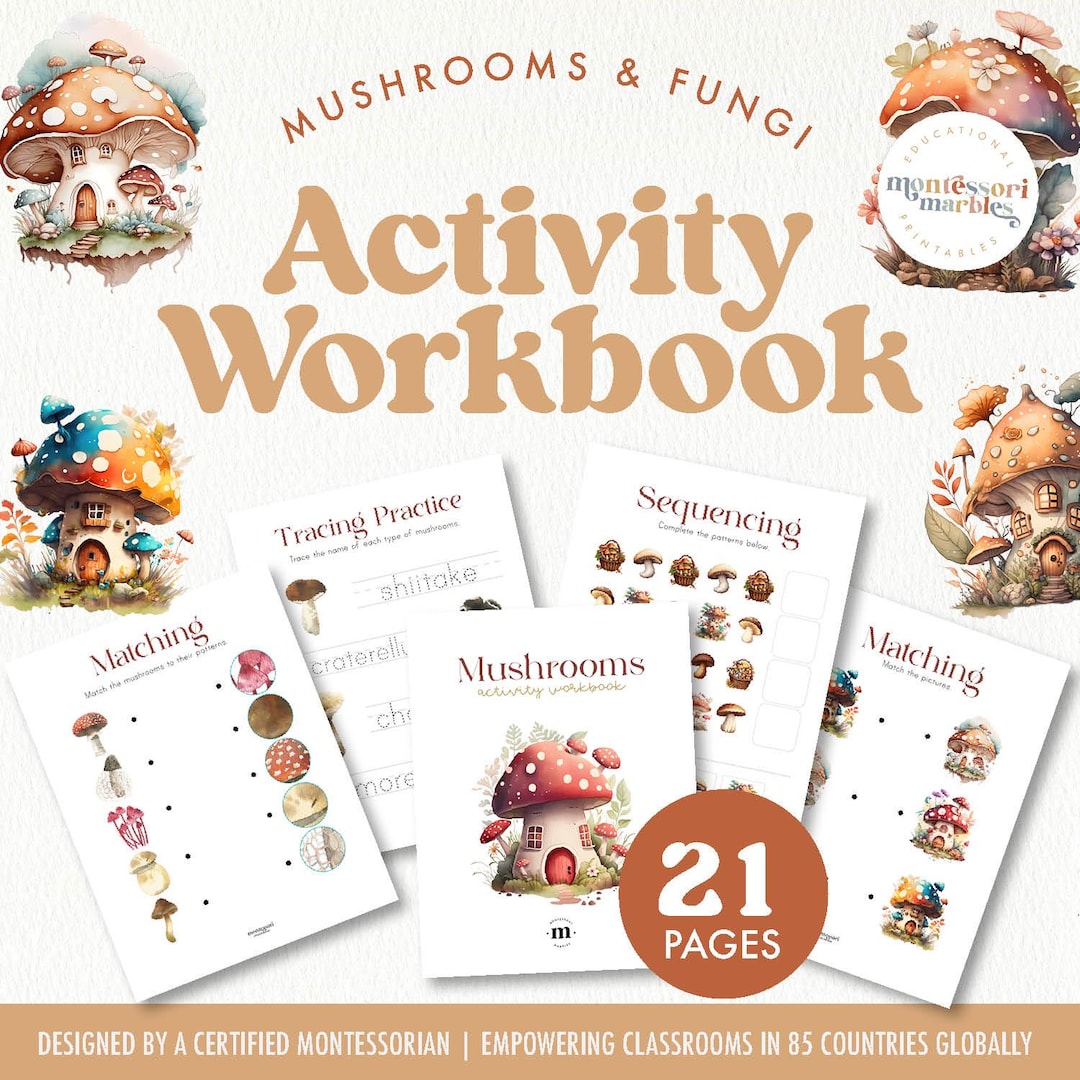 MUSHROOM Activity Workbook and Flash Cards | Fun Printable for Fall