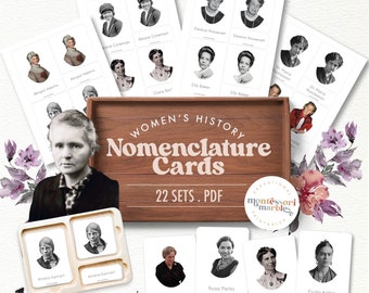 WOMENS HISTORY MONTH Nomenclature Cards | Famous Women in History | Montessori Nomenclature 3 Part Cards