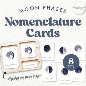 FASES LUNAR Tarjetas de nomenclatura Montessori / Montessori en casa / Etiquetado de las fases lunares / Fases de la luna