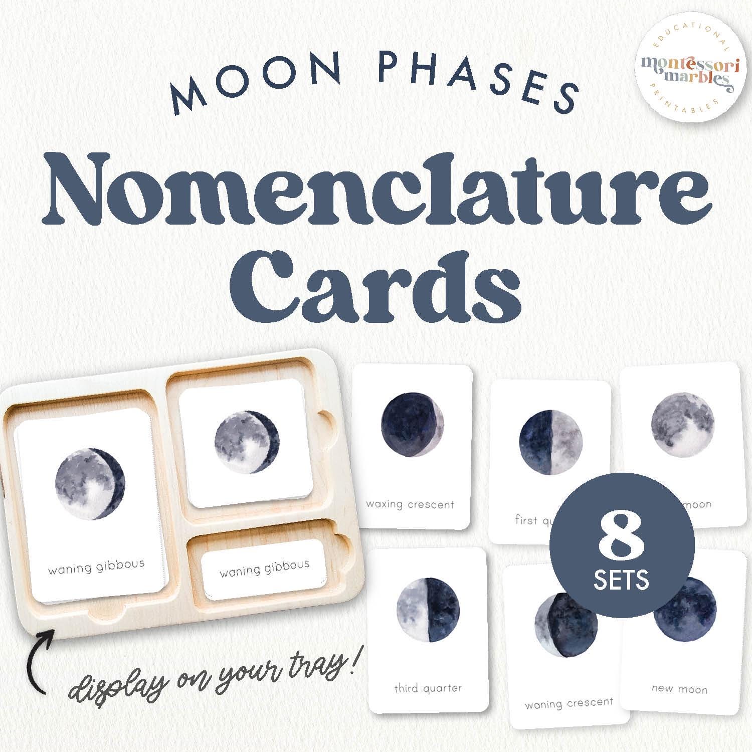 Moon Phases Montessori Nomenclature Cards (Digital Download)