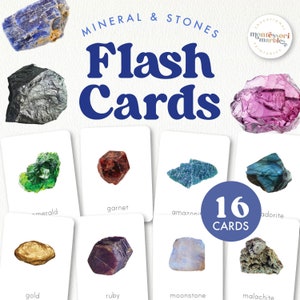 MINERALS AND STONES Flash Cards | Montessori Inspired Resources with Real Pictures | Precious Gemstones