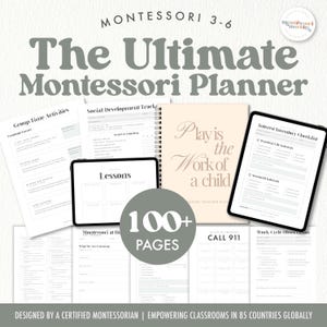 Planner per insegnanti Montessori stampabile / Pacchetto di pianificazione per classi primarie dalla 3 alla 6 / Organizzazione degli insegnanti / Planner delle lezioni / Download digitale