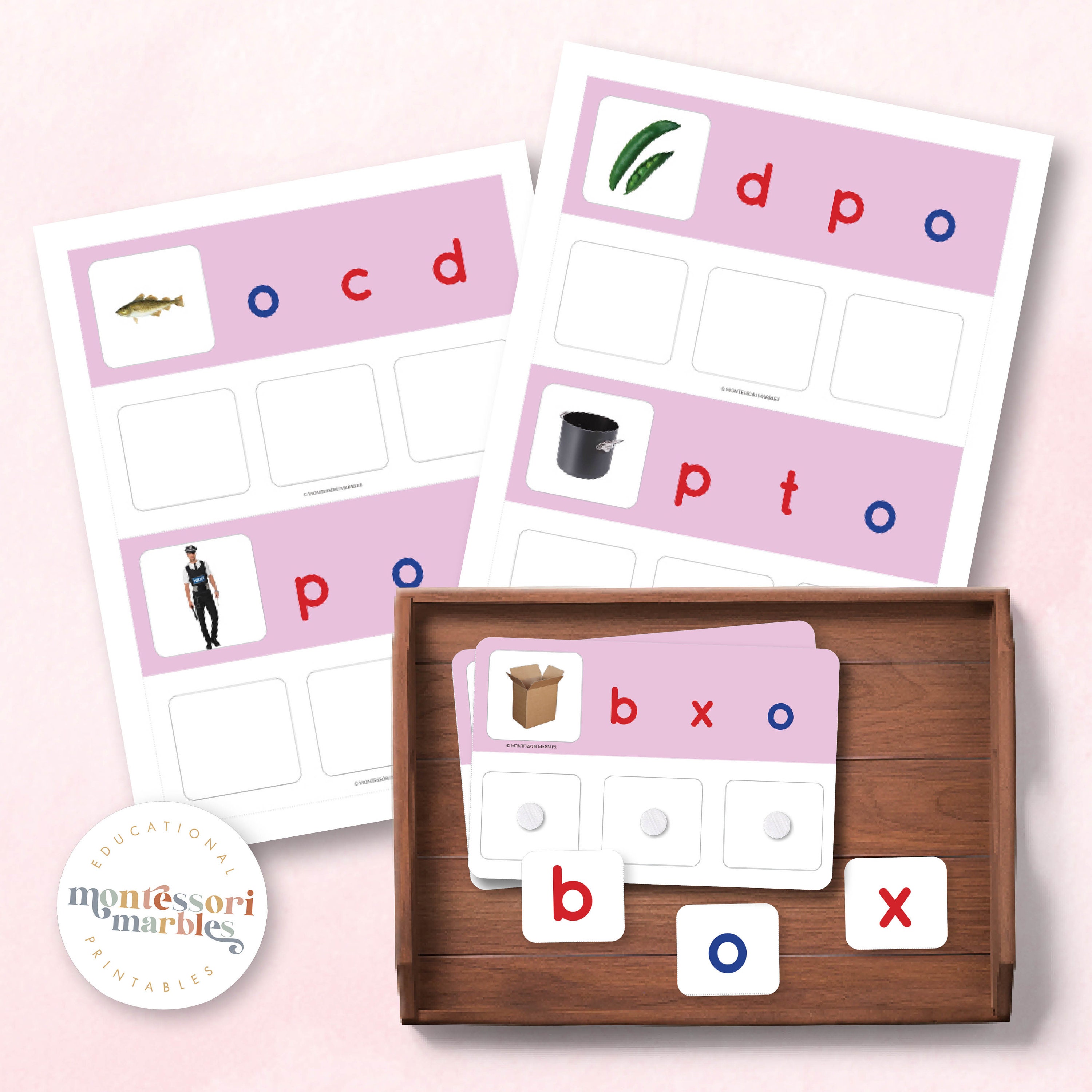 Pink Series Short O Jumbled Word Cards | Montessori Language | CVC ...