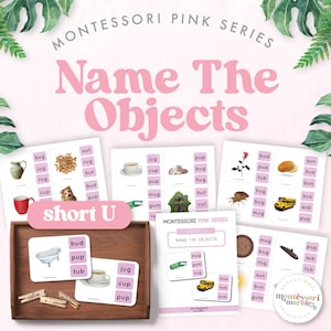 Montessori Pink Series Name the Objects SHORT U Flash Card Printable Worksheet Activity for Preschool Kindergarten Homeschool Classroom