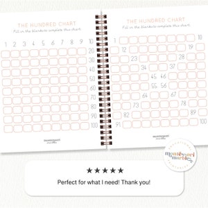 May include: A printable hundred chart with two pages, each with a grid of 100 squares. The squares are numbered 1 to 100. The chart is designed for children to learn about numbers and counting.