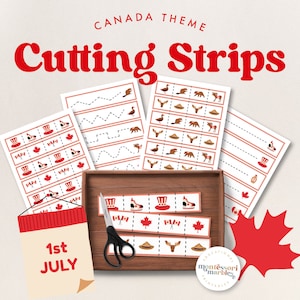 CANADA Cutting Strips | Preschool Fine Motor Skills Activity | Montessori Inspired Printable | Canada Day