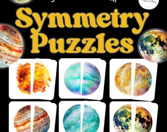 Solar System Symmetry Puzzles: Montessori Toddler Matching Game (Digital Download)