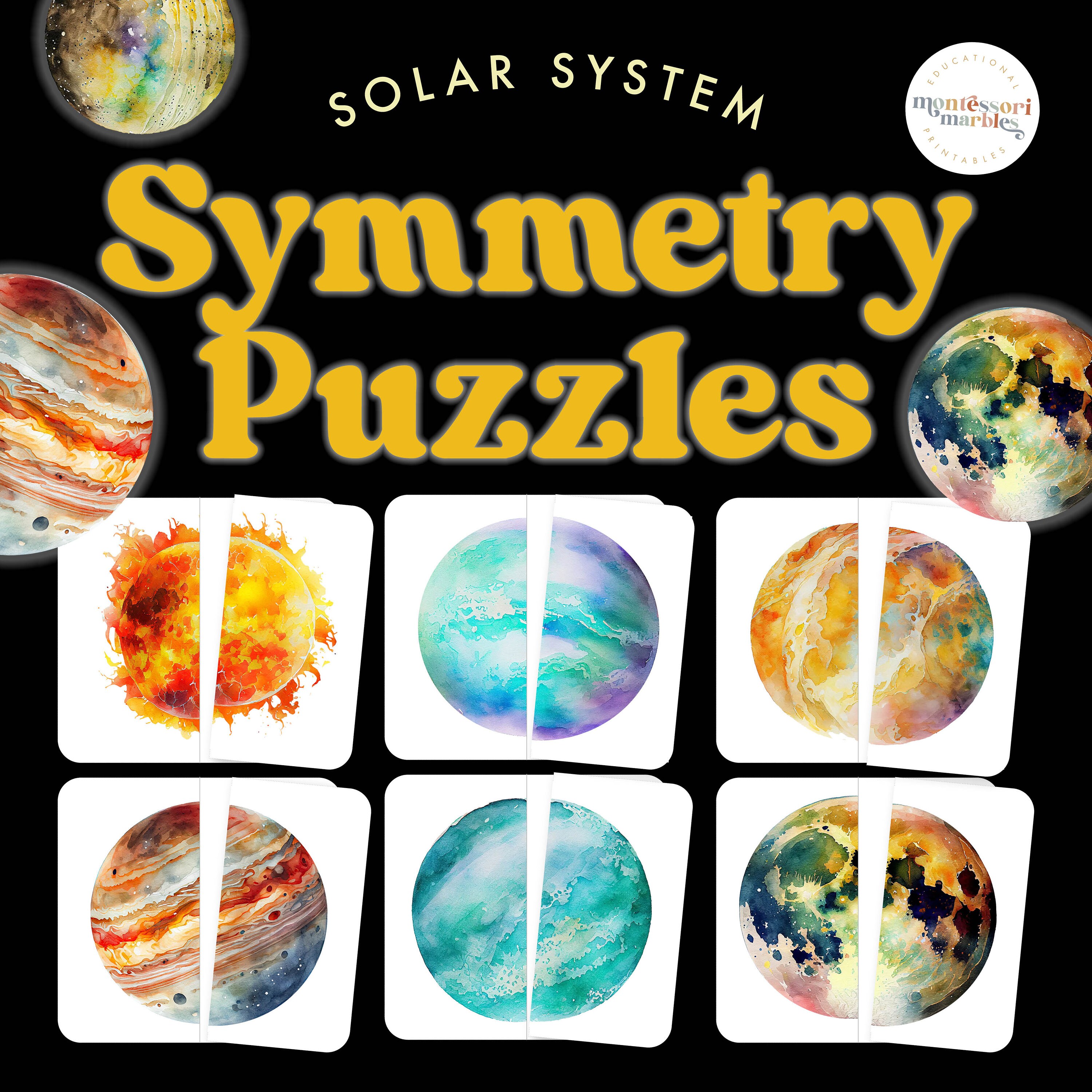 Solar System Model Puzzle Solar System Two-piece Puzzles | 10 Watercolor Planets | Ages 3-6 ...