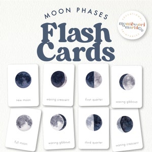 MOON PHASES Montessori Flash Cards | Preschool Flash Cards | Montessori at Home | Moon Study Printable