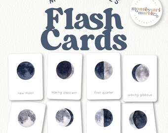 Moon Phases Flash Cards: Montessori Learning (Digital Download)